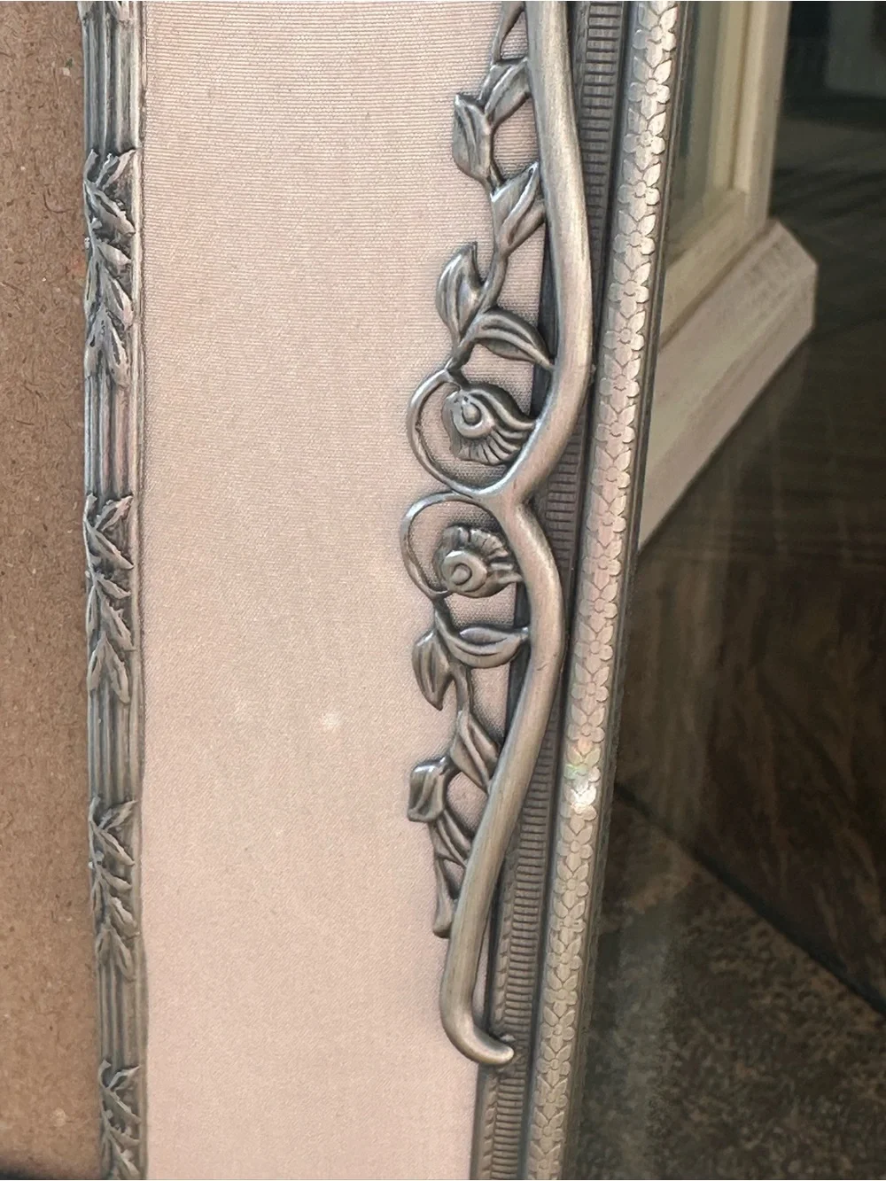 Vintage Burnes of Boston Pewter Frame Floral Scroll 1990’s Holds 5x7 Photo